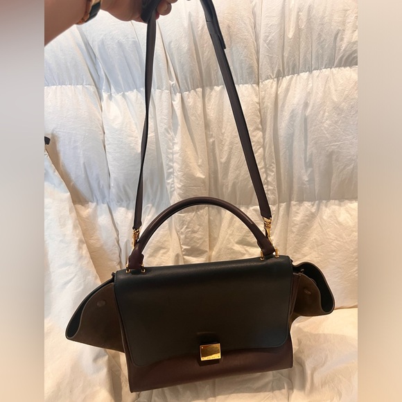 Celine trapeze medium, suede, olive black and brown - Picture 6 of 10